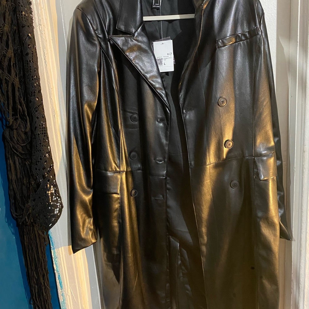 Women's Black Leather Coat